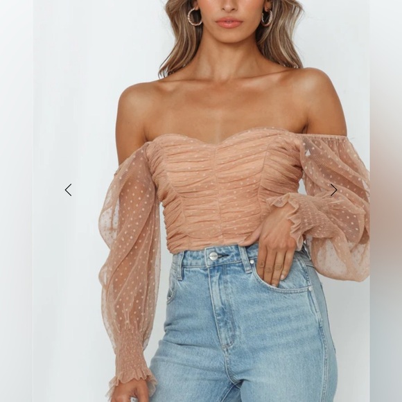 Hello Molly Blush Textured Crop Top Size L - Picture 3 of 11